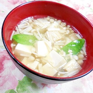 ❤エノキと豆腐と絹さやのスープ❤